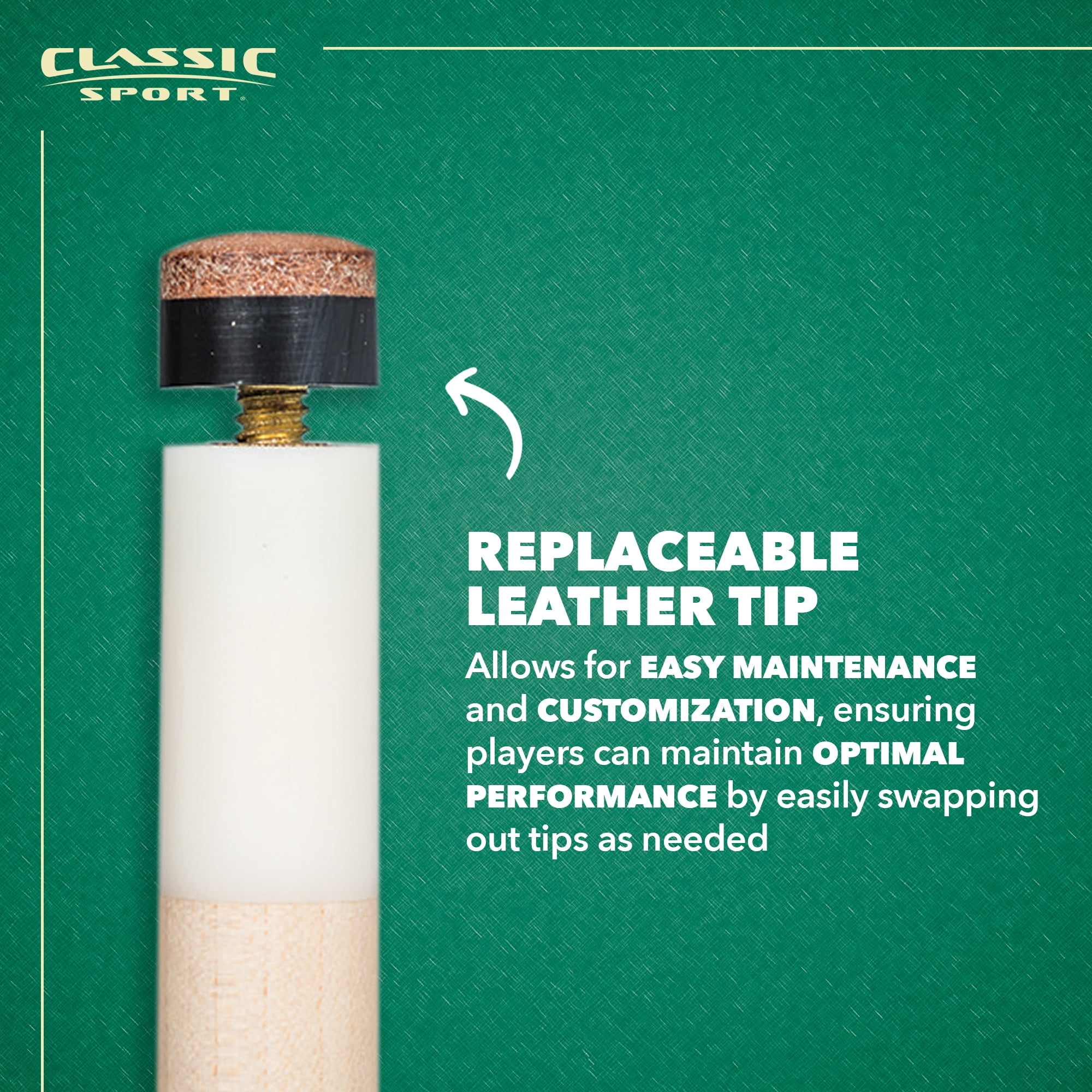 Classic Sport 57 in. Classic Canadian Maple 2-Piece Wooden Billiard Cue Hardwood Pool Stick - 1.27 lb