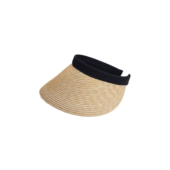 MG Women Sewn Braid Wheat Straw Clip-On Visor-8402-NATURAL