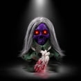 thumbnail image 7 of Animated Walking Skull Head with Light-Up Red Eyes Creepy Moving Halloween Prop with Long Grey Hair Horror Music Motorized Resin Decoration for Party Yard Indoor Outdoor Spooky Decor Gift, 7 of 7