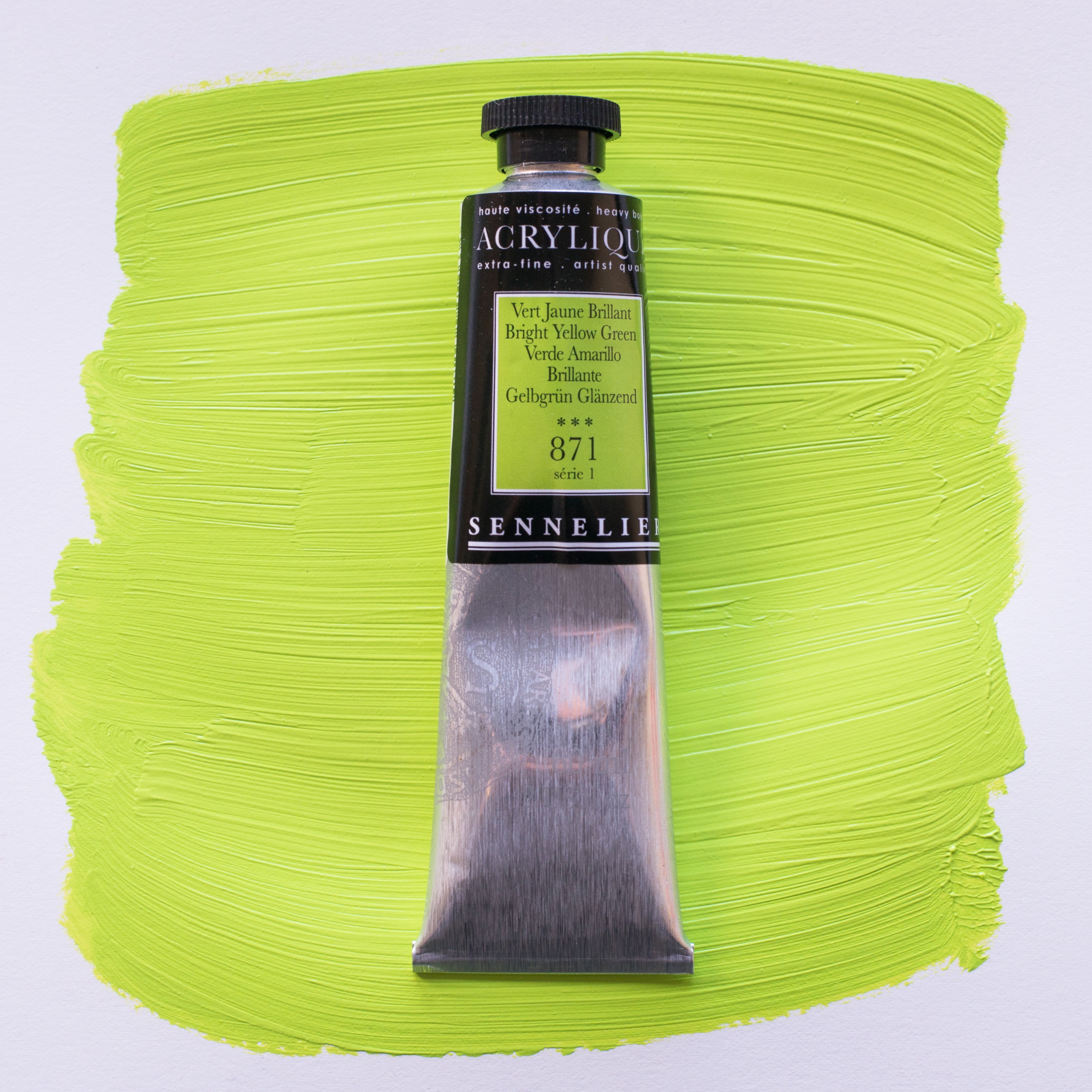 Sennelier Extra-Fine Artists' Acrylic Color, 60ml Tube, Bright Yellow Green S1