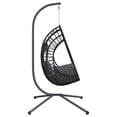 thumbnail image 3 of vidaXL Chaise Suspendue en Forme d'Œuf avec Support en Rotin Anthracite et Acier, 3 of 5