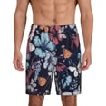 thumbnail image 1 of Balery Flowers ad Butterflies Pantalones cortos de pijama de punto de algodón para hombre con cinturilla y bolsillos-Medium, 1 of 6