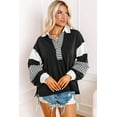 thumbnail image 5 of Dark Blue Striped Colorblock Patchwork Collar Sweatshirt, 5 of 11