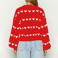 thumbnail image 7 of Cute Heart Sweaters for Women Crew Neck Valentines Day Sweater Long Sleeve Casual Ribbed Knit Pullover Top Red, M, 7 of 7
