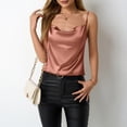 thumbnail image 2 of JULMCOMO Satin Tank Tops for Women Cowl Neck Ruched Spaghetti Strap Elegant Camisole Tops Sleeveless Casual Slim Fit Camisoles Rose Gold M, 2 of 8