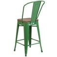 thumbnail image 4 of Flash Furniture Lily 24" High Green Metal Counter Height Stool with Back and Wood Seat, 4 of 6