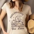 thumbnail image 4 of Feeling Cute Might Haunt You Later Shirt Funny Bunny Halloween Tee, Azalea, Size M, 4 of 6