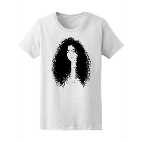Woman With Curly Hair T-Shirt Women -Image by Shutterstock, Female Large