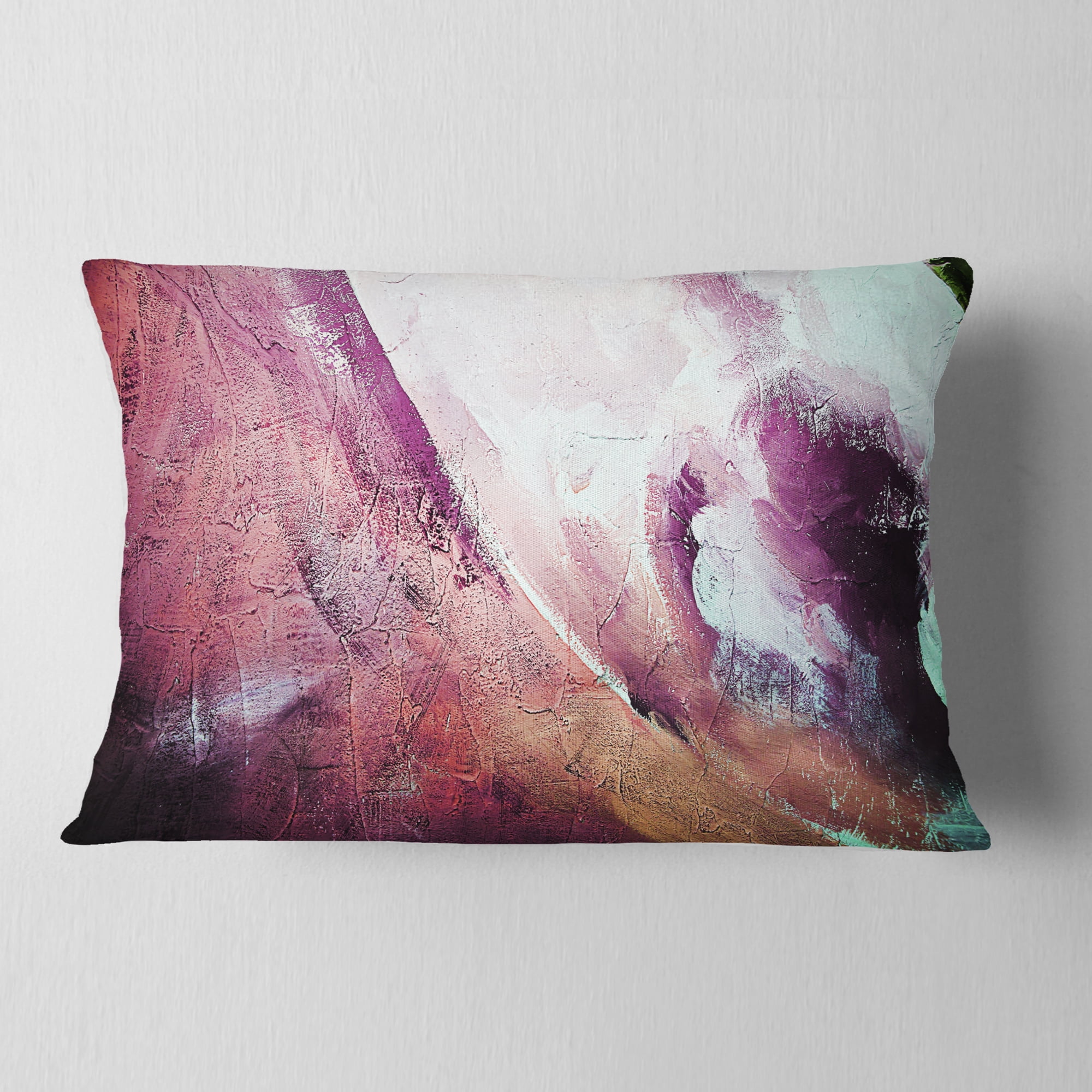 Designart White and Purple Texture - Abstract Throw Pillow - 12x20