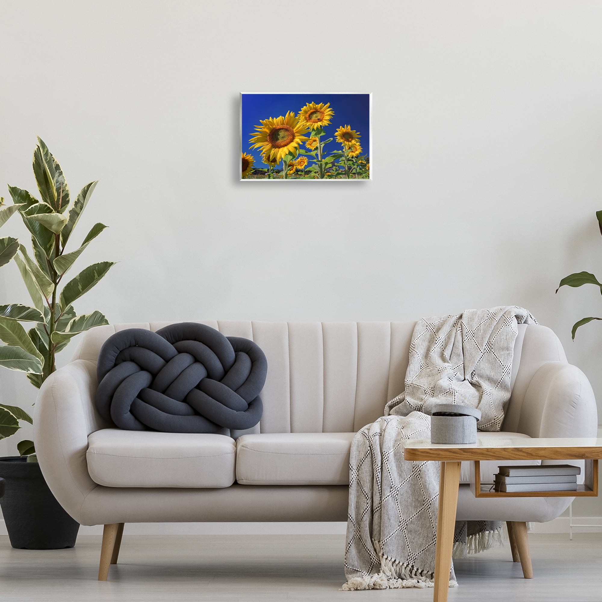 Stupell Industries Bright Sunflowers with Blue Sky Plants & Flowers Photography Unframed Art Print Wall Art, 15 x 10