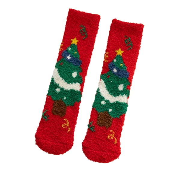 OJJCXA Womens Socks Breathable Casual Plush Knit Warm Coral Fleece Autumn Winter Christmas Home Socks