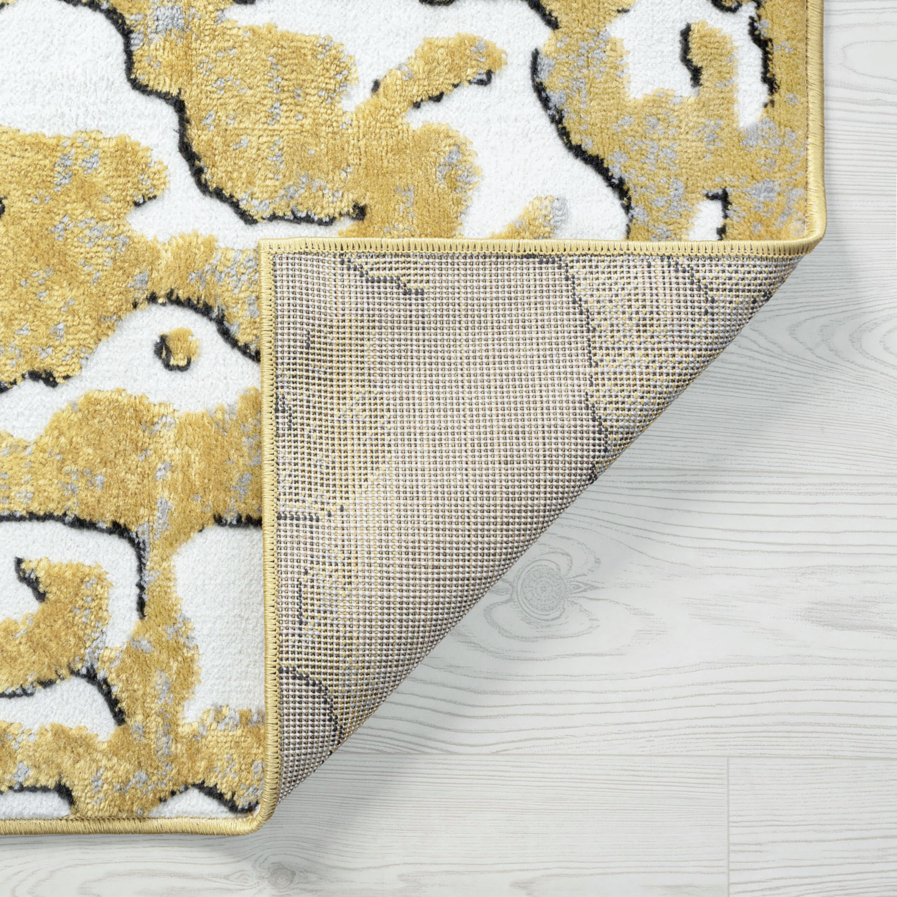 Contemporary 8x10 Area Rug (7'11'' x 10'3'') Abstract Yellow, Gray Living Room Easy to Clean