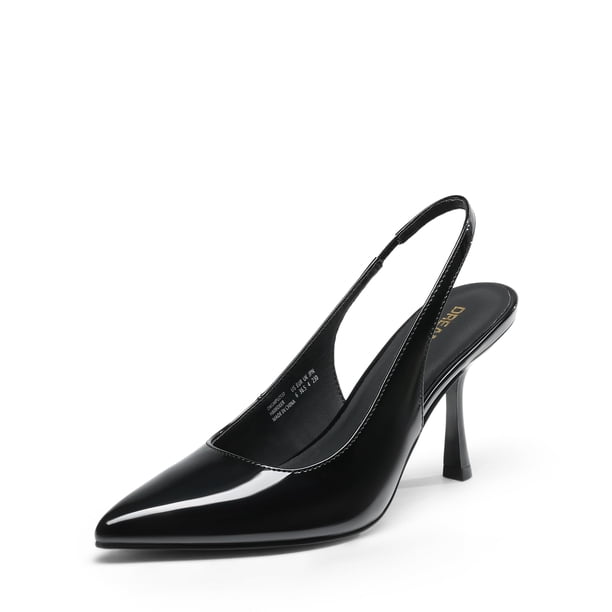 Tacones de mujer DREAM PAIRS con tira trasera y tacón stiletto de 8.5 cm en negro