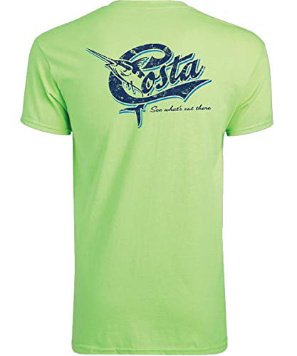 New Authentic Costa Short Sleeve T-Shirt Mint with Colored Aqua Logo  Female Cut 