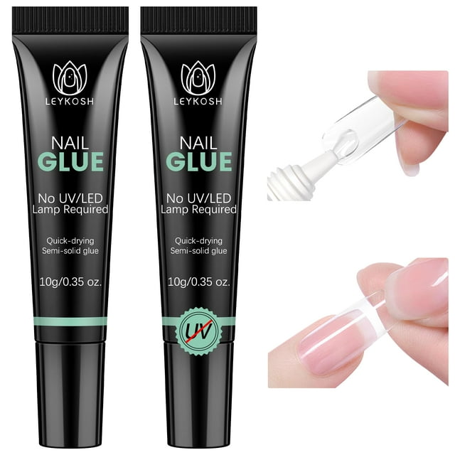 Pegamento de uñas LEYKOSH 10 g x 2 de secado rápido que dura más de 28 días