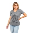 thumbnail image 2 of Thread Tank Go Your Own Way Women's Relaxed V-Neck T-Shirt Tee Heather Grey Small, 2 of 4