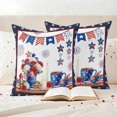 thumbnail image 3 of Independence Day Pillow Covers 2 Pack Retro Red Blue USA Flag Floral Star Pillowcase Waterproof Outdoor Throw Pillow Cover for Patio Garden Square Cushion 20”x20”, 3 of 9
