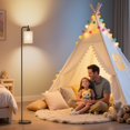 thumbnail image 4 of SIBRILLE Floor Lamp with Linen Shade, Dimmable Tall Standing Lamp with Remote Control & 3 Color Temperatures, Modern Floor Lamps for Living Room Bedroom O, 4 of 8