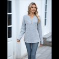 thumbnail image 4 of Camisas de Larga para Mujer, Suéteres Elegantes Informales con Botones y Cuello en V, Tops Tipo Jersey, Conjuntos de Otoño. Azul S, 4 of 10