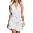 thumbnail image 2 of Uscallm Women Plus Size Halter Tie Flowy Boho Mini Dress Casual Beach Vacation Swing A-Line Sleeveless Summer Sundress, White L, 2 of 6