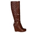 thumbnail image 2 of Nature Breeze Bella-02 New Women PU Almond Toe Quilt Strap Knee High Wedge Boot, 2 of 5