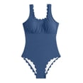 thumbnail image 7 of VISALY Womens Two Piece Ribbed Tankini Swimsuits Scalloped Tankini Tops with Bottoms Tummy Control Bathing Suits Strappy Square Neck Bathing Suits Modest Beach Summer 2026 Swim Suits Navy L, 7 of 7