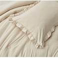 thumbnail image 5 of Chezmoi Collection Nora 3-Piece Light Sand Ruffled Edge Trim Microfiber Comforter Set, Oversized King Size, 5 of 8