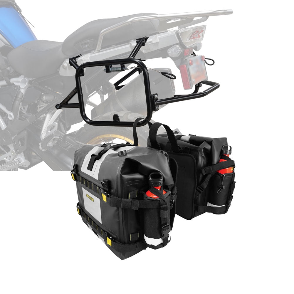 Tusk Pannier Racks with Nelson Rigg Hurricane Dry Saddlebags Black