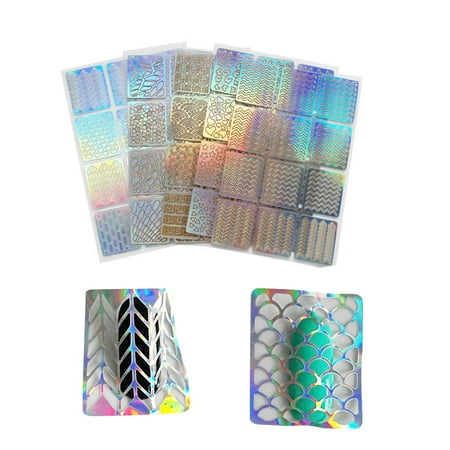 - BEAD BEE Many Different Designs 60 Pieces 5 Sheets Nail Sets Vinyl Stickers Stencils Cu