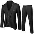 thumbnail image 2 of Men's 3-Piece Suit Set, Jacket Pants and Vest, Business Formal Wear For Wedding Party Office and Special Occasions,Black,L, 2 of 4