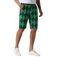 thumbnail image 4 of INSPIRE CHIC Argyle Shorts for Men's Regular Fit Flat Front Contrasting Colors Patterned Shorts 30 Green Black, 4 of 5