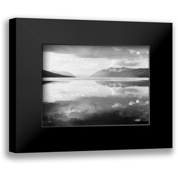 Adams, Ansel 14x12 Black Modern Framed Museum Art Print Titled - McDonald Lake, Glacier National Park, Montana - National Parks and Monuments, 1941