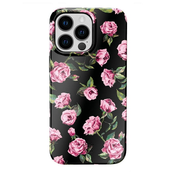 VELVET CAVIAR for Floral iPhone 13 Pro Case Compatible with MagSafe - Cute Protective Black Case for Women - Pink Rose Flower