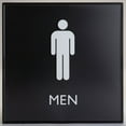 thumbnail image 2 of Lorell Restroom Sign - 1 Each - Men Print/Message - 8" Width x 8" Height - Square Shape - Easy Readability, Injection-molded - Plastic - Black | Bundle of 2 Each, 2 of 2