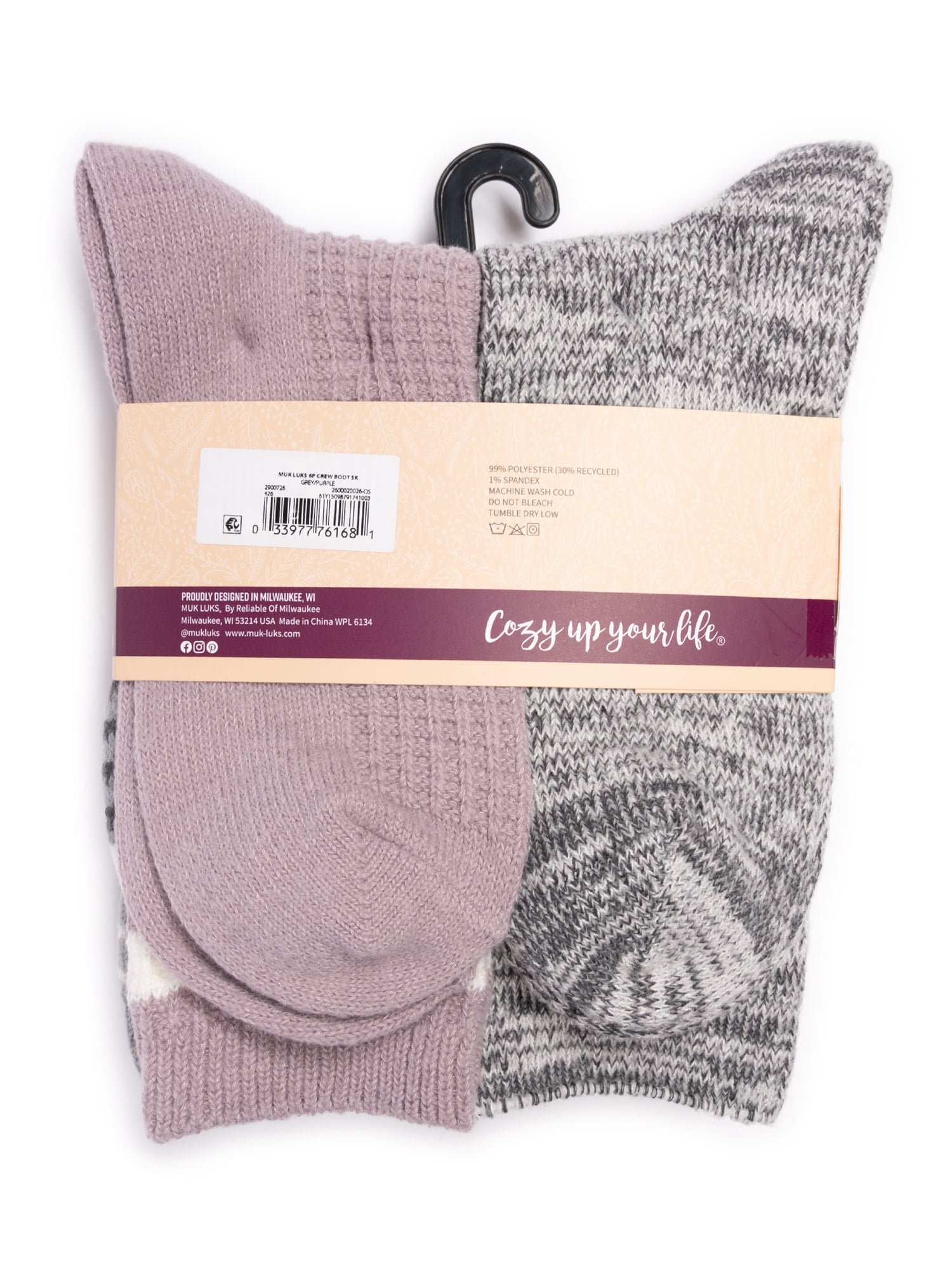 MUK LUKS Women's Fluffy Dream Crew Socks, 6-Pack, One Size