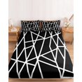 thumbnail image 2 of Twin XL Size Fitted Sheet Set - Black White Stripes 2 Piece Bedding Sets 16" Deep Pocket Fitted Sheet with 1 Pillowcases, Modern Abstract Art Geometric Brushed Microfiber Hotel Luxury Bed Sheets, 2 of 9