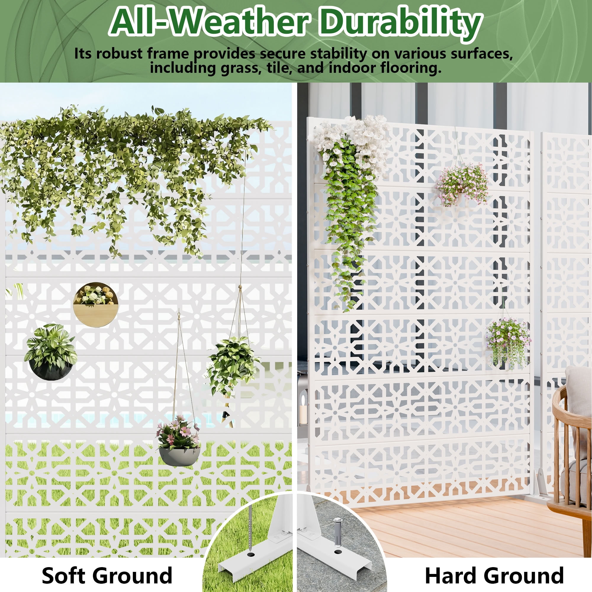 MAYEERTY 6 Panels Outdoor Privacy Screen, Metal Decorative Privacy Fence, 2 pcs Privacy Panel for Patio, Balcony, Backyard, Garden
