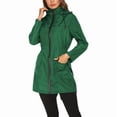 thumbnail image 2 of Women'S Waterproof Rain Jacket Mid Long Zip Front Outdoor Hooded Raincoat Grass Green XL, 2 of 8