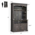 thumbnail image 2 of Yiwa Farmhouse Coffee Bar Cabinet, 72 Inch Tall Sideboard with LED Lighting, Storage Hutch, Wine Rack & Glass Shelf, 2 of 8