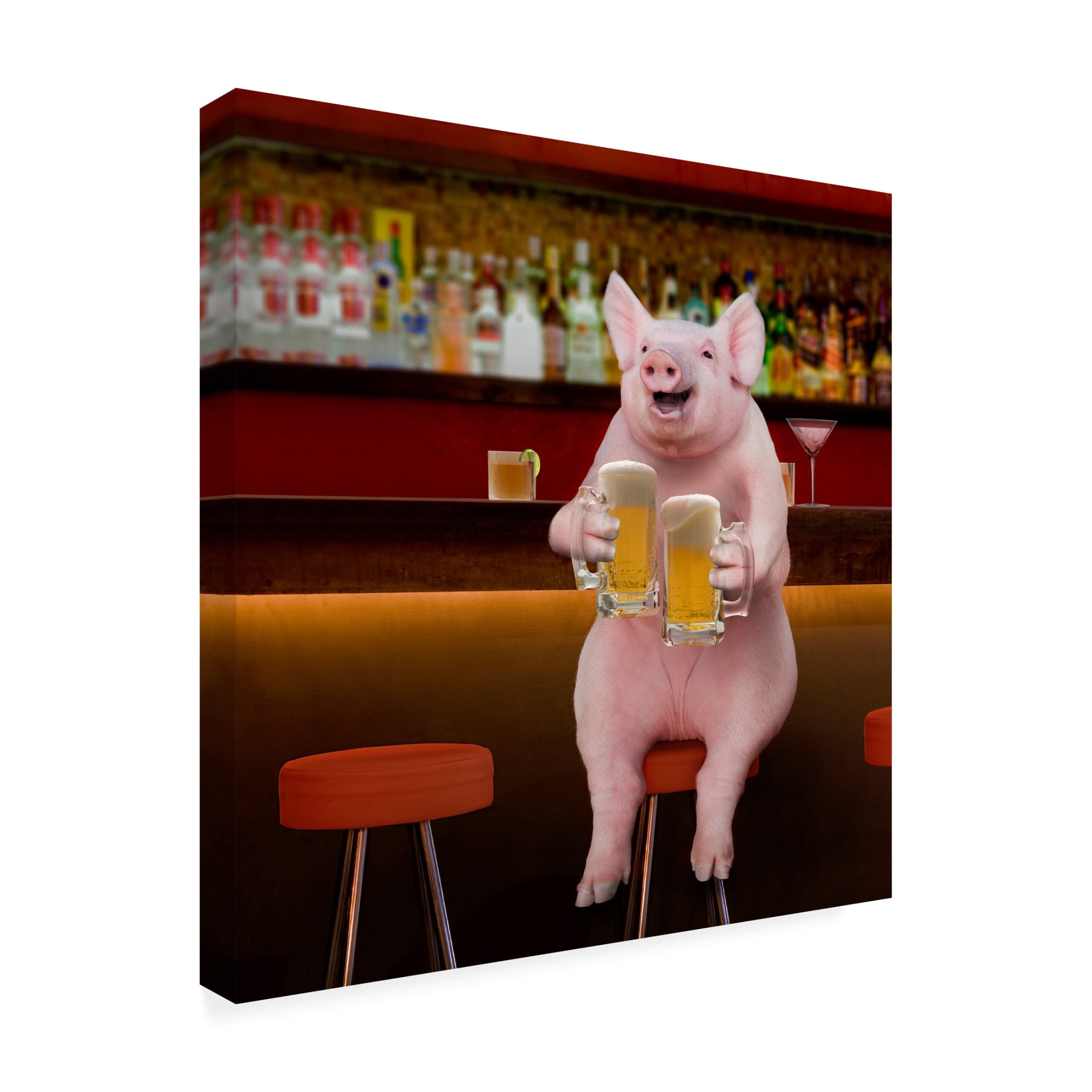 Canvas Wall Art - Lund Roeser 'Beer Hog' Wall Art for Living Room, Bedroom, or Office Décor by Trademark Fine Art - 14 x 14 Inches