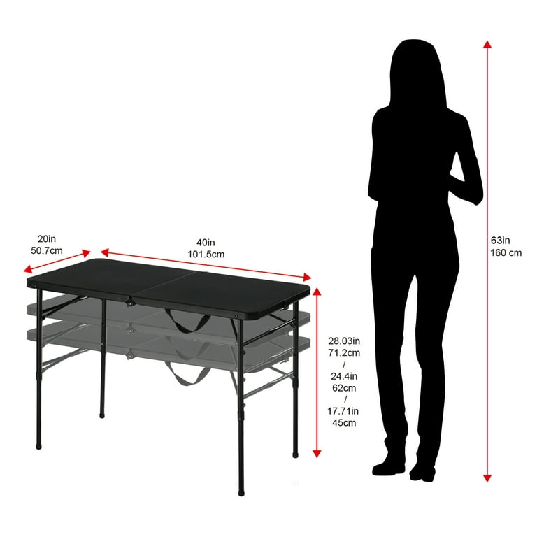  ximeix 4' Fold-in-Half Adjustable Table, Black : Home