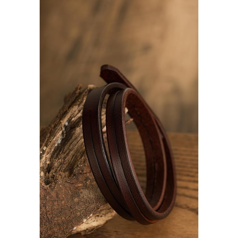 Rustic Genuine Leather Single Wrap Bracelet Brown Black  display picture 1