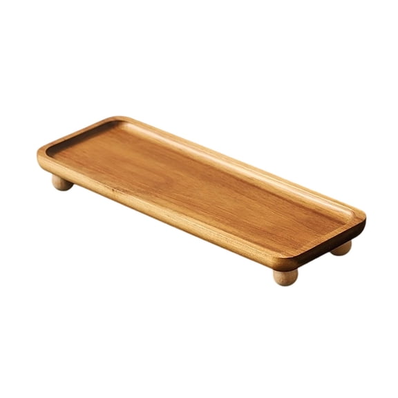 Bathroom Tray for Counter, Wooden Decorative Serving Platter for Food Cheese Charcuterie, Rectangle Soap Dispenser Tray for Kitchen Sink Home Decor and Party Appetizers