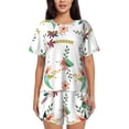 thumbnail image 1 of Balery Pretty Floral With Leaves Conjunto de Pijama para Mujer con Estampado, Dos Piezas de Manga Corta y Shorts, Ropa de Dormir Suave con Cuello Redondo y Bolsillos-3X-Large, 1 of 6