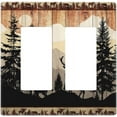thumbnail image 1 of Sdmnsg-T Wood Mist Forest Deer Print 2-Gang Rocker Screwless Light Switch Decorative Switch Plate Covers Plastic Wall Plates Kitchen Bathroom Home Decor, 1 of 5