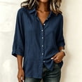 thumbnail image 5 of BLVB Button down Shirts for Women 3/4 Sleeve Tops V Neck Collared Office Blouses Dressy Casual Outfits, 5 of 7