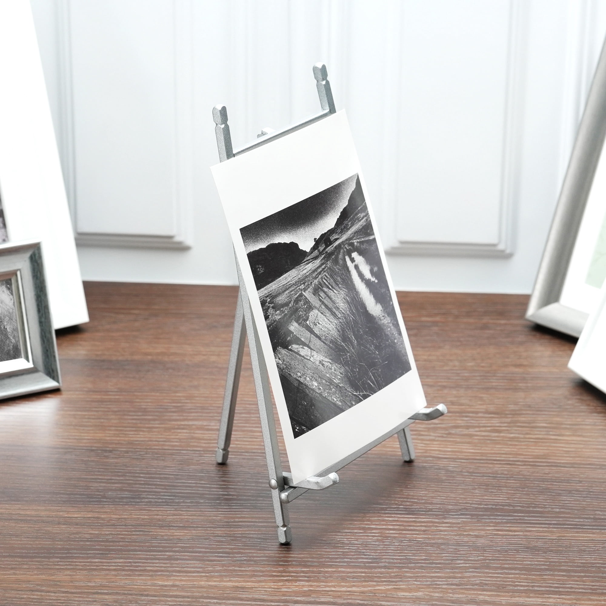 Bard's Satin Silver Metal Easel, 9" H x 5.25" W x 6" D