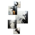 thumbnail image 3 of Designart "Geometric Eclipse In Grey And White Moon" Abstract Painting Wall Art Set Of 5 - Black Modern Wall Living Room Decor Set, 3 of 6