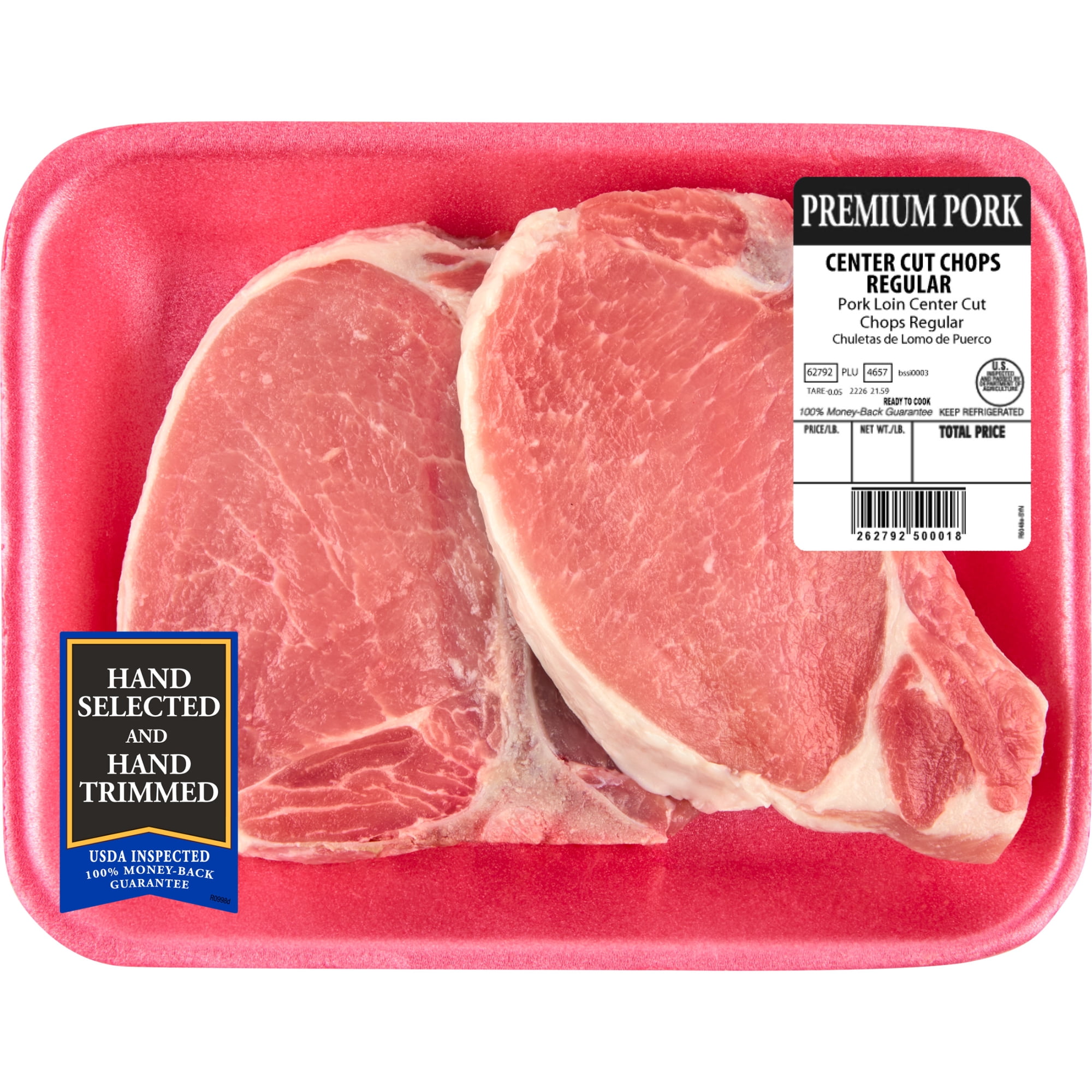 Pork Center Cut Loin Chops Bone-In, 2 count, 1.01 - 2.6 lb Tray
