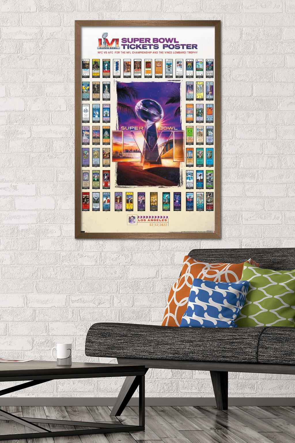 NFL League - Super Bowl LVI - Tickets Wall Poster, 22.375" x 34" Framed